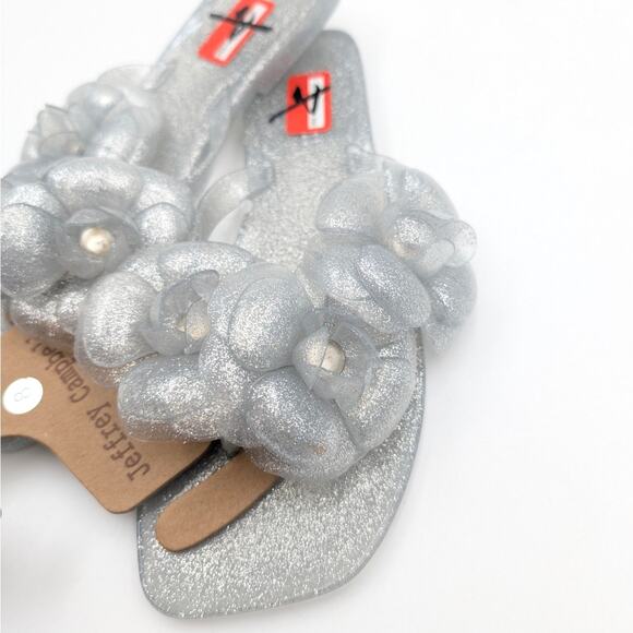 Jeffrey Campbell Fleuris Jelly Flip Flop Thong Sandal Silver Size US8 EU39 - Picture 6 of 11